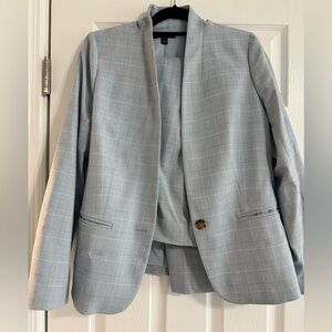 Ann Taylor Soft Gray Checkered Blazer and Pants Set